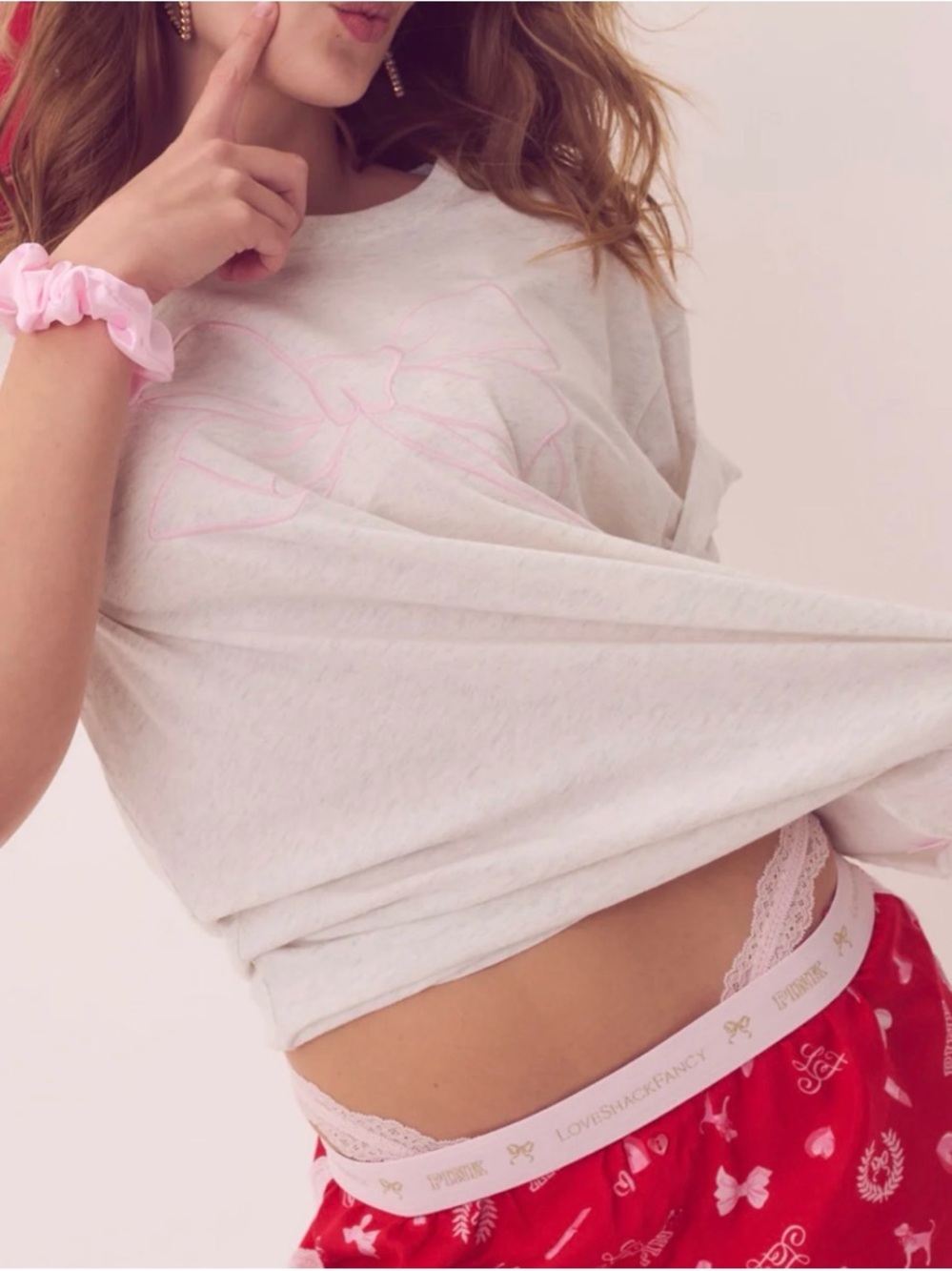 PINK Victoria’s Secret x LoveShackFancy Bow Tee – Size Small – Pre-Owned